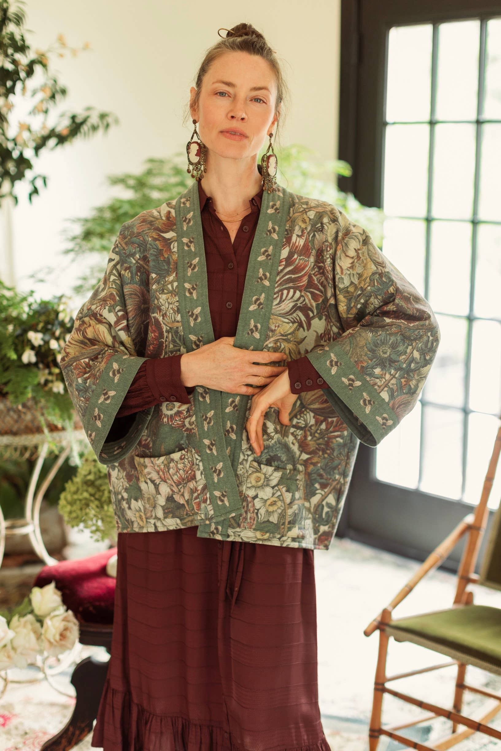 Love Grows Wild Fleece Cottage Cardigan Kimono Jacket - Suttles & Seawinds