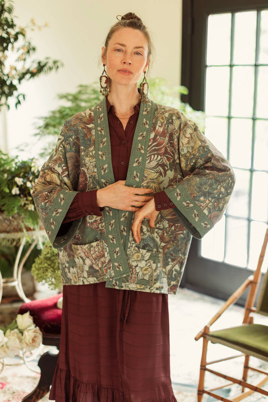 Love Grows Wild Fleece Cottage Cardigan Kimono Jacket - Suttles & Seawinds