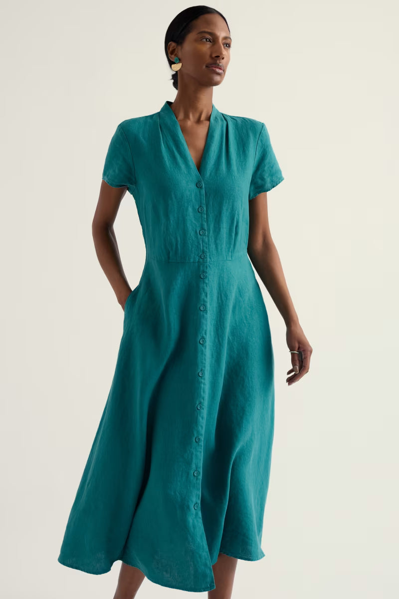 Carved Wood Dress - Teal - Suttles & Seawinds