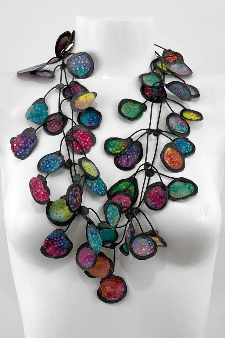 ANNEMIEKE BROENINK -BATIK FABRIC & RUBBER NECKLACE