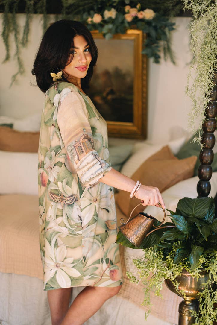Fleur De Soleil Artist Dress w/ Pockets & Florals - Suttles & Seawinds