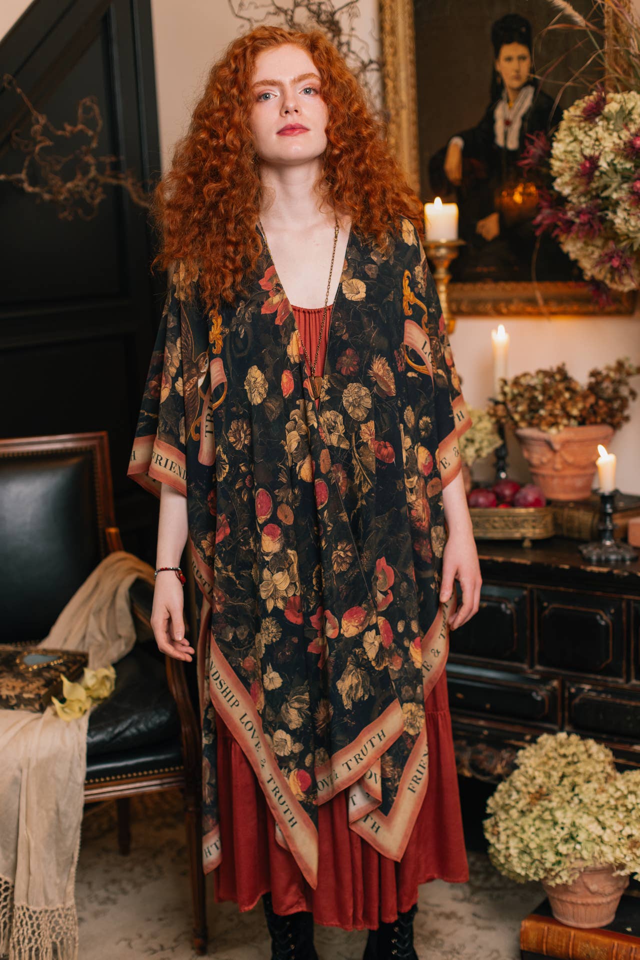 Heart of Gold Goddess Starduster Kimono w/ Sacred Heart - Suttles & Seawinds