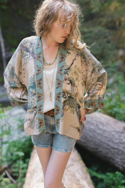 Earth & Sky Pixie Duster Cropped Kimono w/ Trees - Suttles & Seawinds