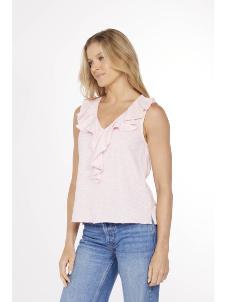 Flounce Neckline Sleeveless Tee