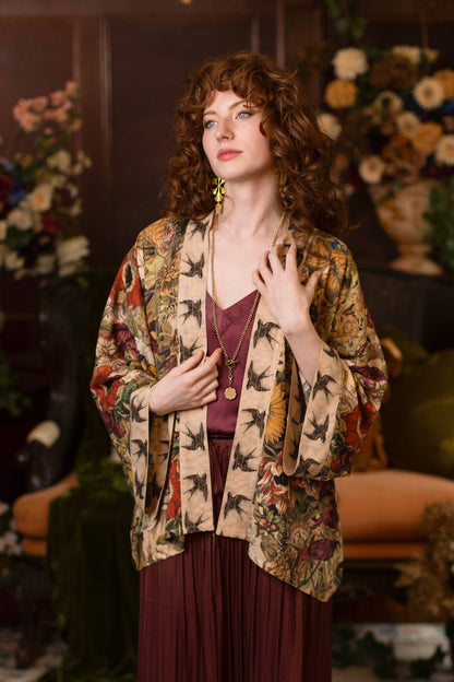 Golden Hour Pixie Duster Cropped Kimono w/ Florals - Suttles & Seawinds