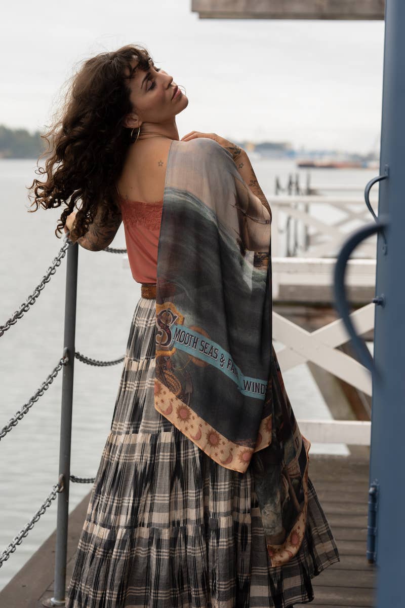 Hold Fast Bohemian Floral Scarf with Sailboat - Suttles & Seawinds
