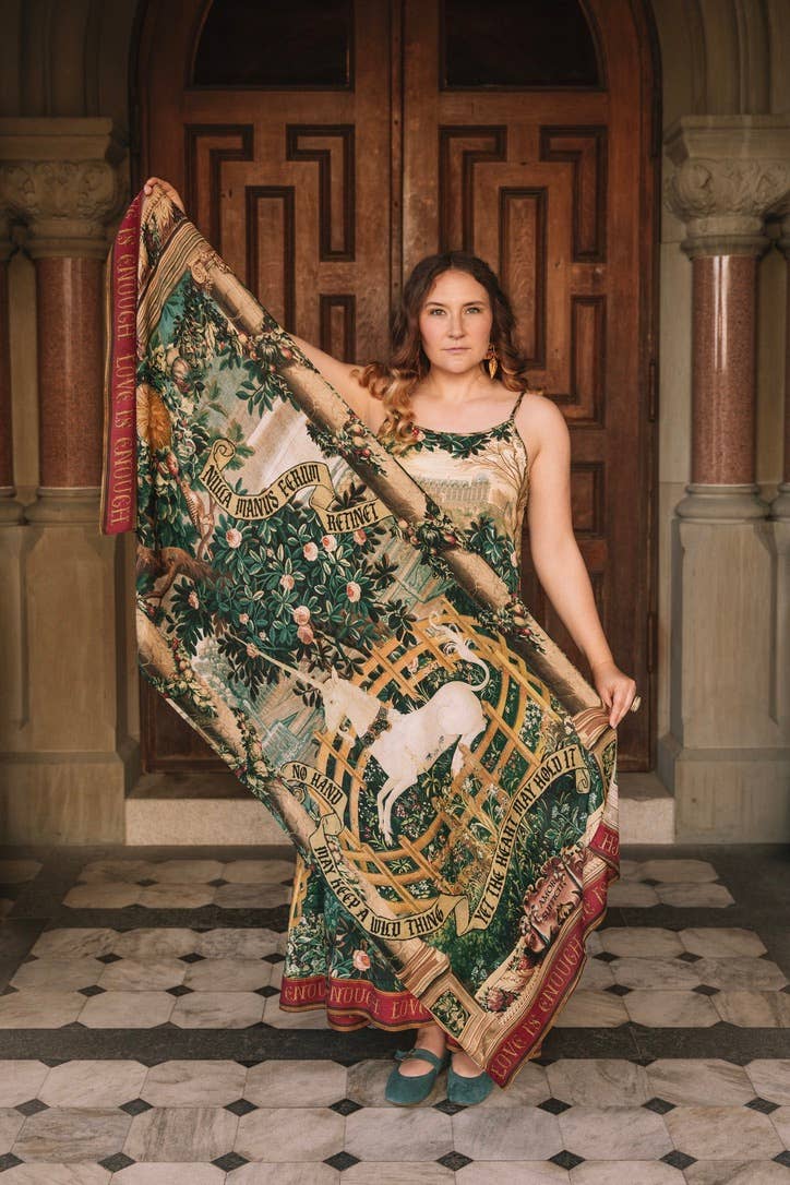 Market of Stars (Worldwide) - Wildheart Bohemian Scarf w/ Florals, Unicorn & Castle Print