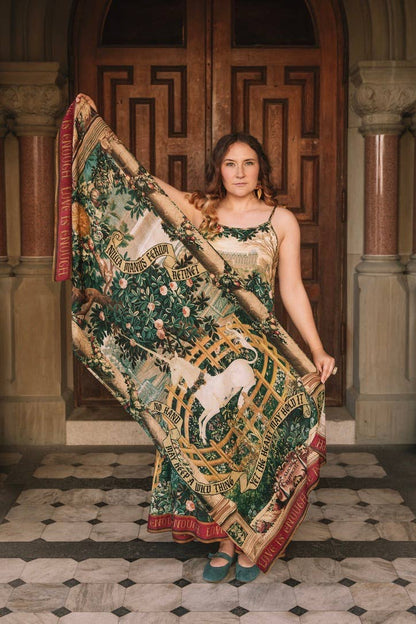 Market of Stars (Worldwide) - Wildheart Bohemian Scarf w/ Florals, Unicorn & Castle Print