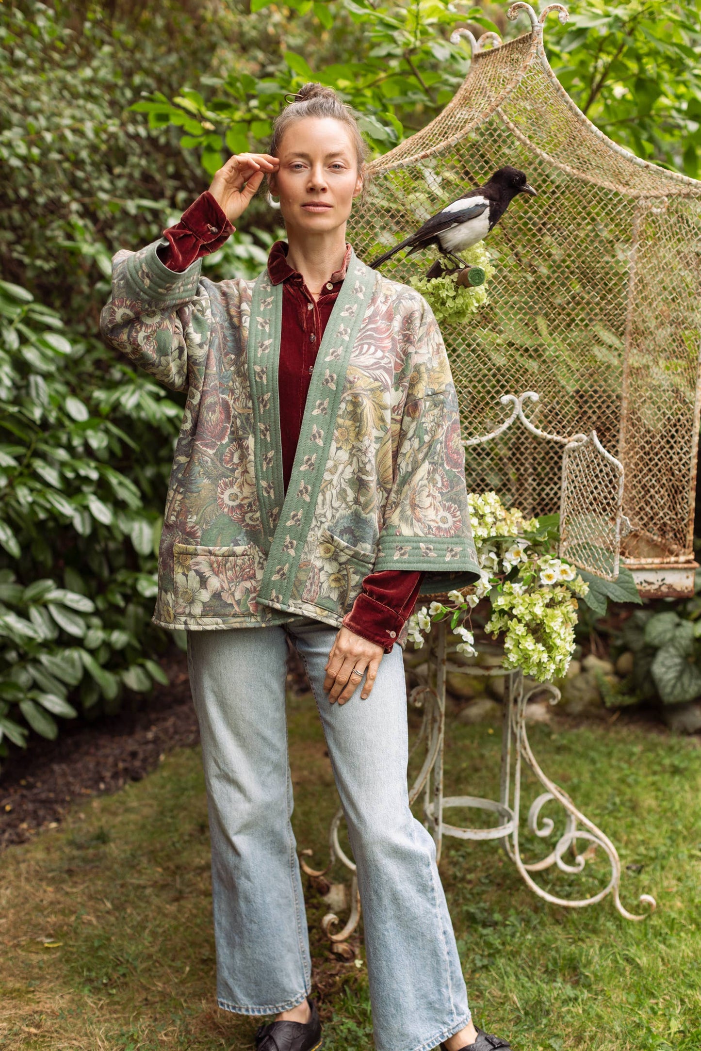 Love Grows Wild Fleece Cottage Cardigan Kimono Jacket - Suttles & Seawinds