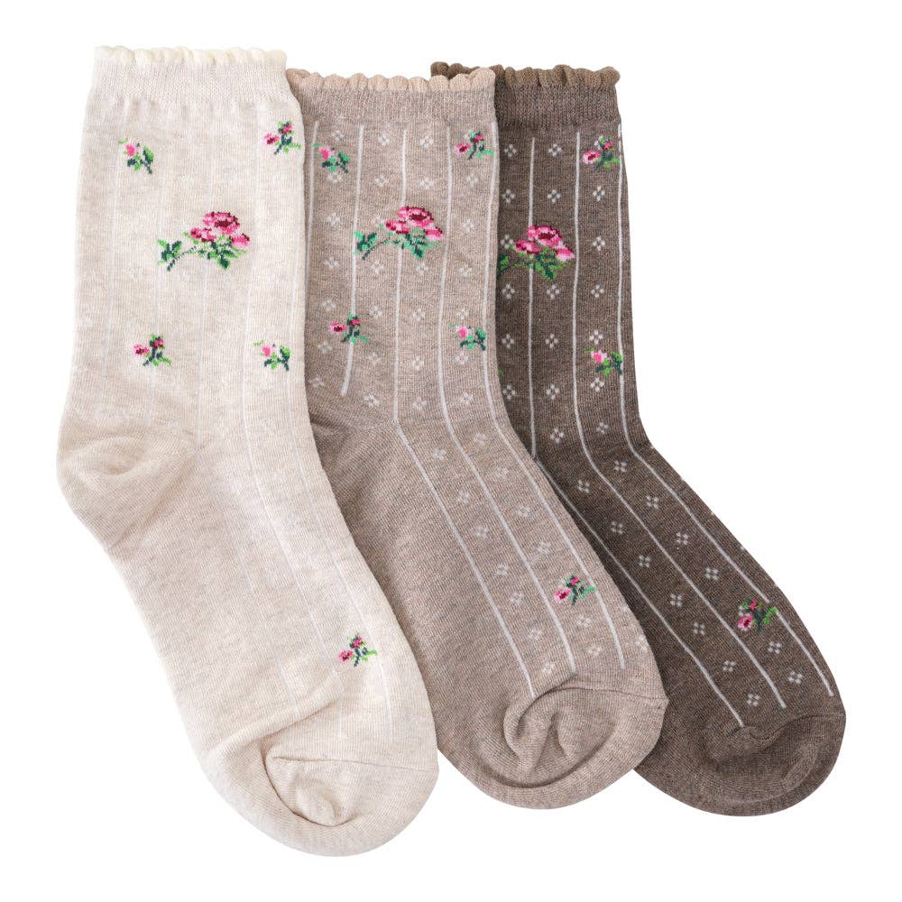Floral Embroidered Socks