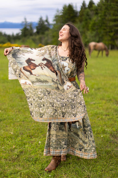 Born To Run Scarf with Wild Horse & Floral Print - Suttles & Seawinds