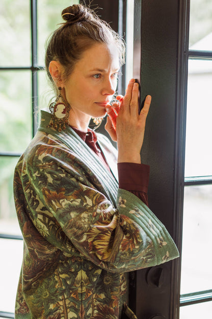 Love Grows Wild Fleece Cottage Cardigan Kimono Jacket - Suttles & Seawinds