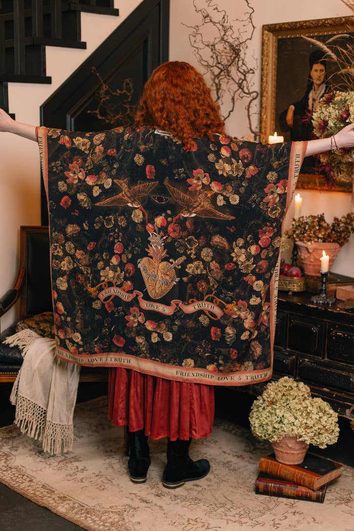 Heart of Gold Goddess Starduster Kimono w/ Sacred Heart - Suttles & Seawinds