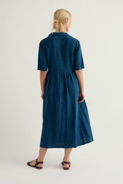 Fen Violet Linen Midi Dress