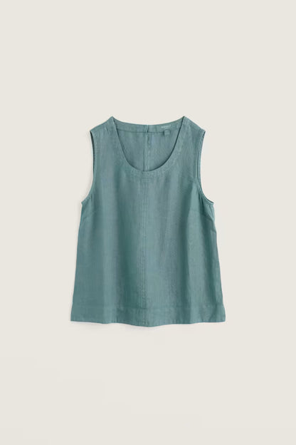 Teal tank top on a light gray background