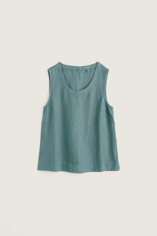 Teal tank top on a light gray background