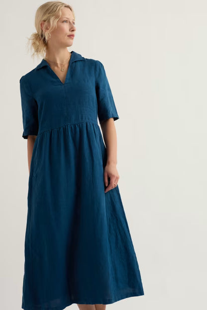 Fen Violet Linen Midi Dress