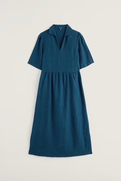 Fen Violet Linen Midi Dress