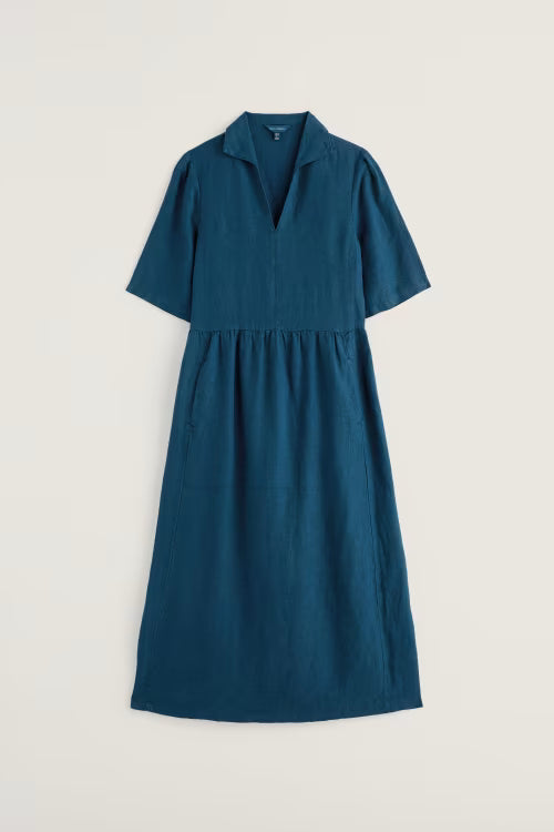 Fen Violet Linen Midi Dress