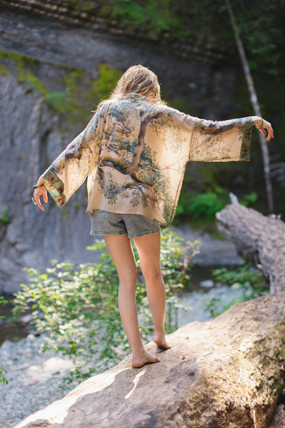 Earth & Sky Pixie Duster Cropped Kimono w/ Trees - Suttles & Seawinds