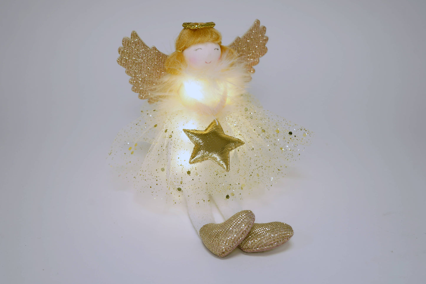 CGB Giftware - Christmas Gold Angel Light Up Shelf Sitter