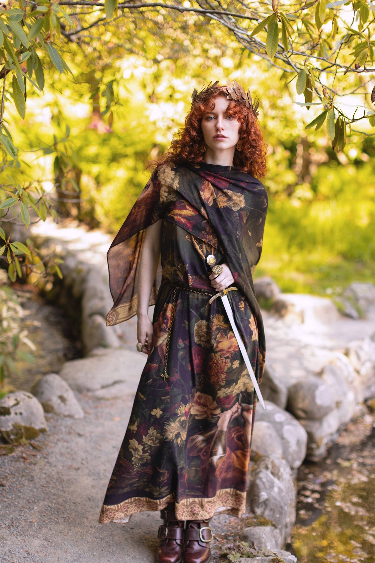 Market of Stars (Worldwide) - The Messenger Scarf with Joan of Arc, Florals & Fox