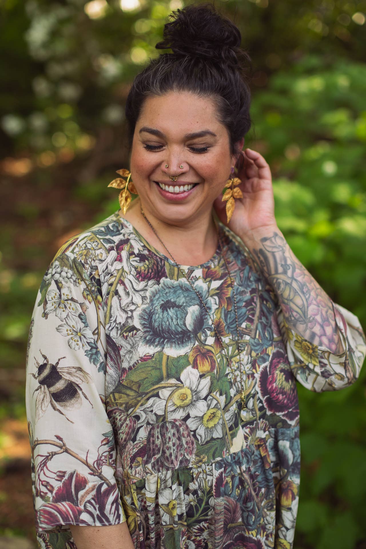 Love Grows Wild Artist Dress Tunic w/ Pockets, Bees & Floral - Suttles & Seawinds
