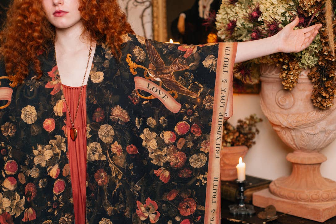 Heart of Gold Goddess Starduster Kimono w/ Sacred Heart - Suttles & Seawinds