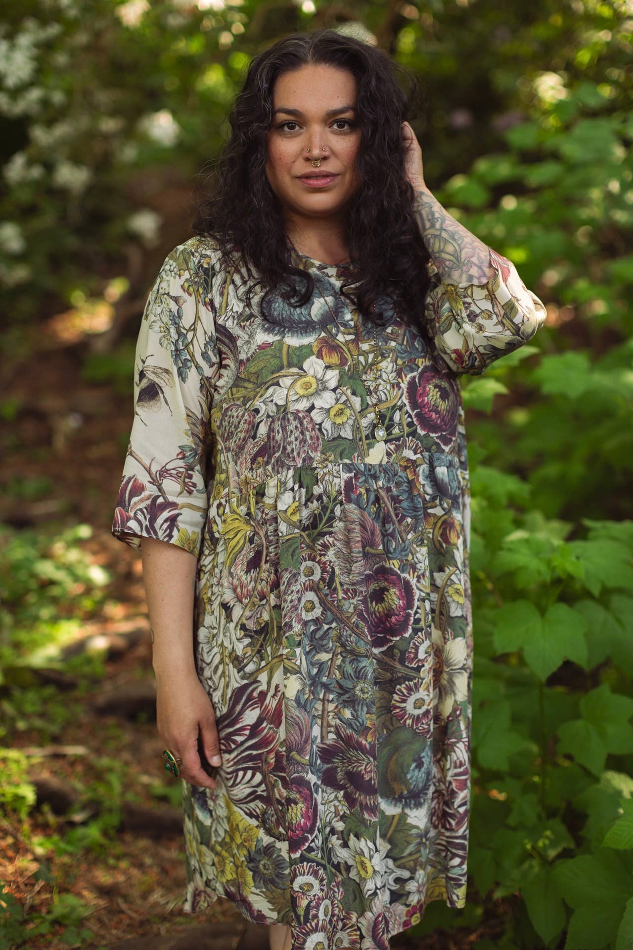 Love Grows Wild Artist Dress Tunic w/ Pockets, Bees & Floral - Suttles & Seawinds