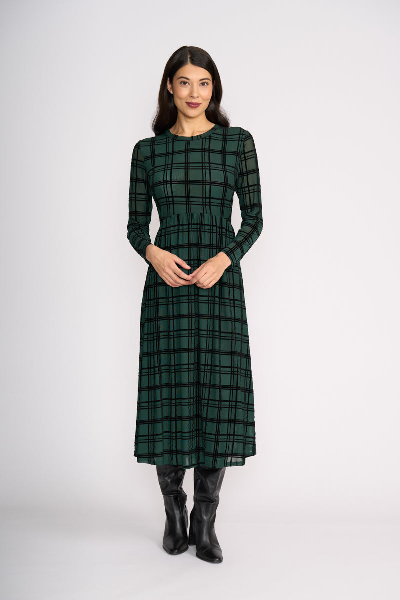 FOIL Dress - Bottle Check Green