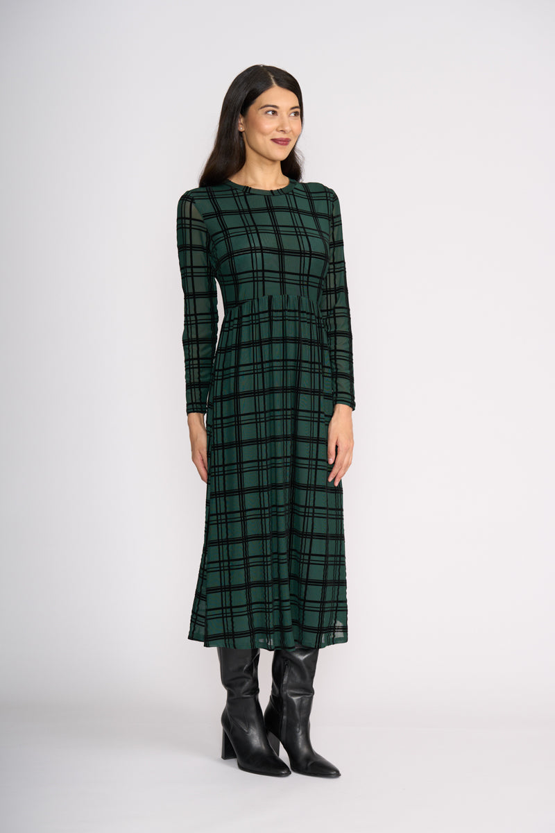 FOIL Dress - Bottle Check Green