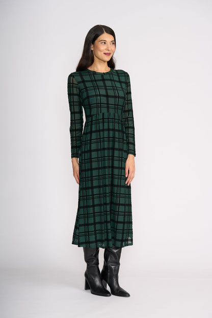 FOIL Dress - Bottle Check Green