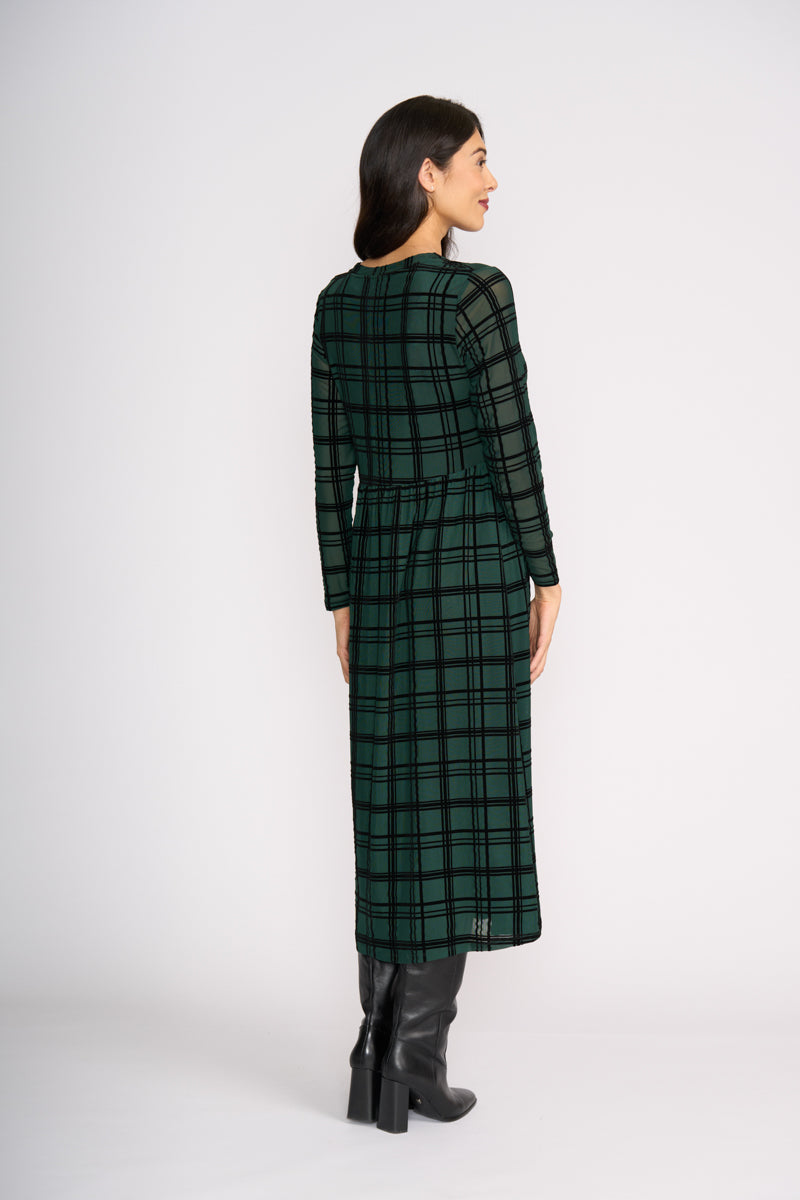 FOIL Dress - Bottle Check Green