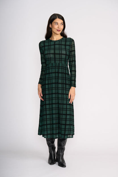 FOIL Dress - Bottle Check Green