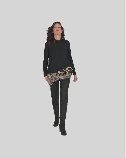 Black Tunic w/ Print Pattern