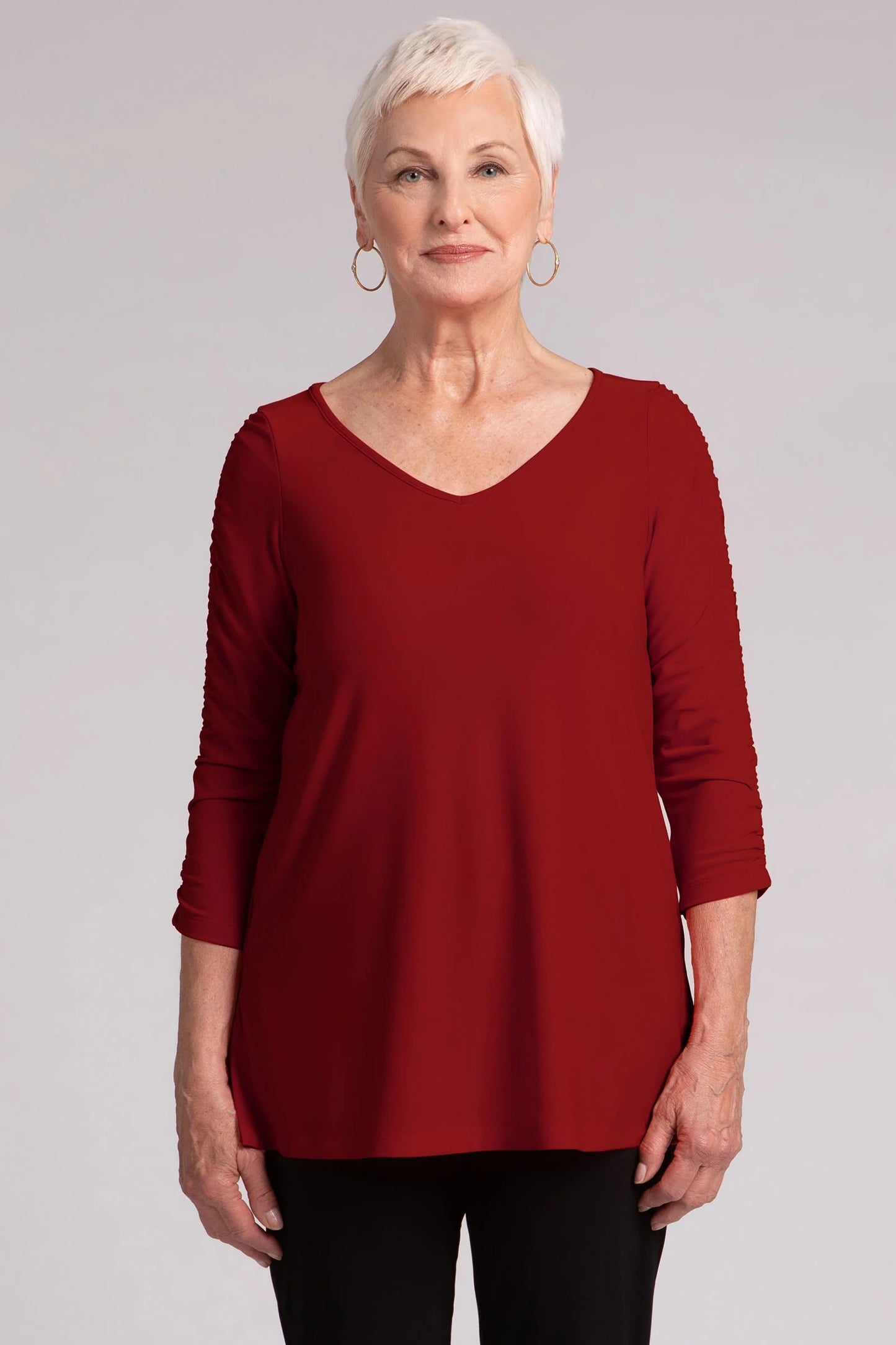 SYMPLI - REVELRY TOP W/RUCHED SLEEVE