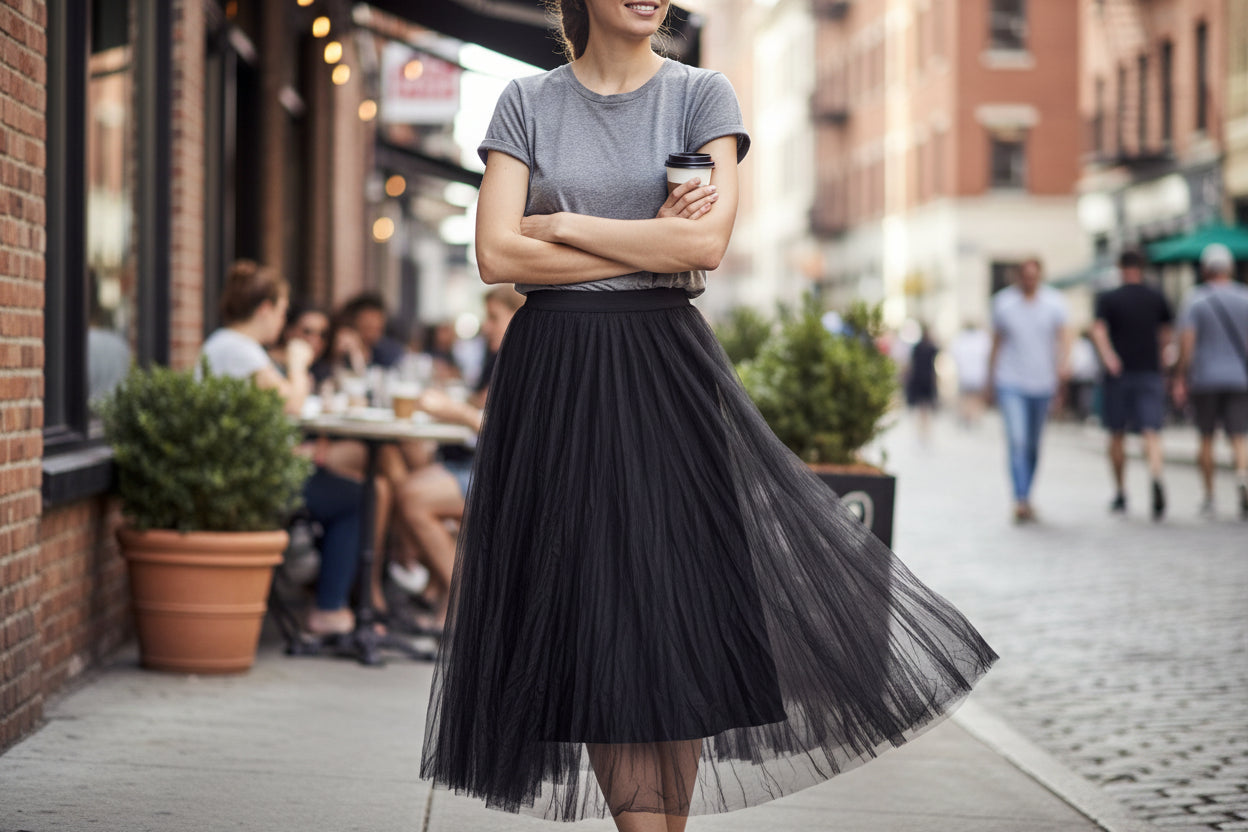 Black Reversible Mesh/velvet Midi Skirt - Suttles & Seawinds