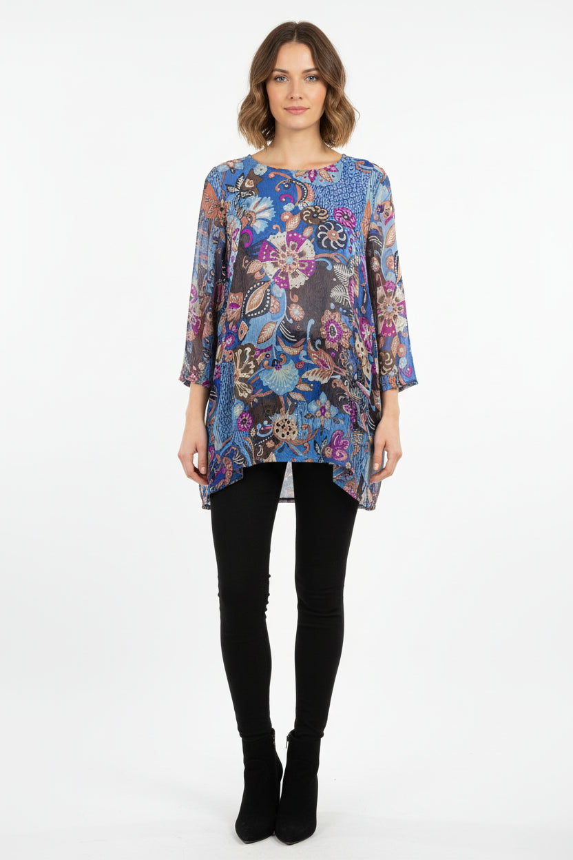 Chiffon 2 Pocket Print Tunic Top