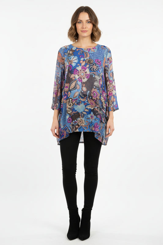Chiffon 2 Pocket Print Tunic Top - Suttles & Seawinds