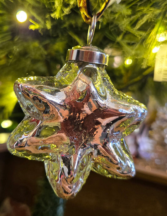 RL - SILVER GLASS LARGE STAR DECORATIONS