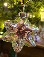 Load image into Gallery viewer, RL - SILVER GLASS LARGE STAR DECORATIONS

