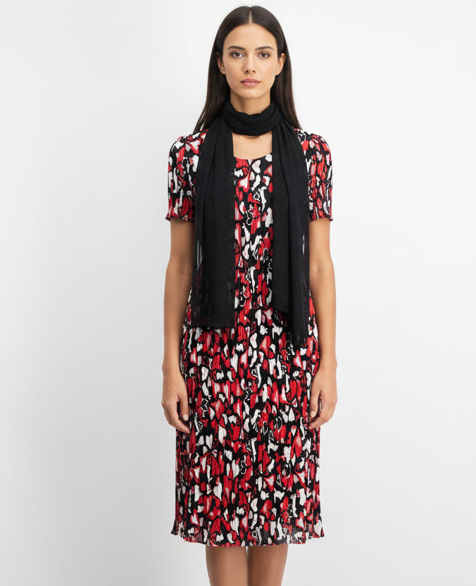 Red Hearts Mulberry Silk Pleated Dress - Suttles & Seawinds