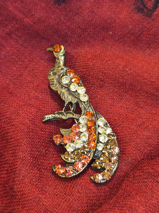 Brass Peacock Brooch