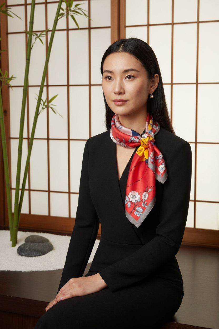 Asian Blossom Inspired Bold Scarf