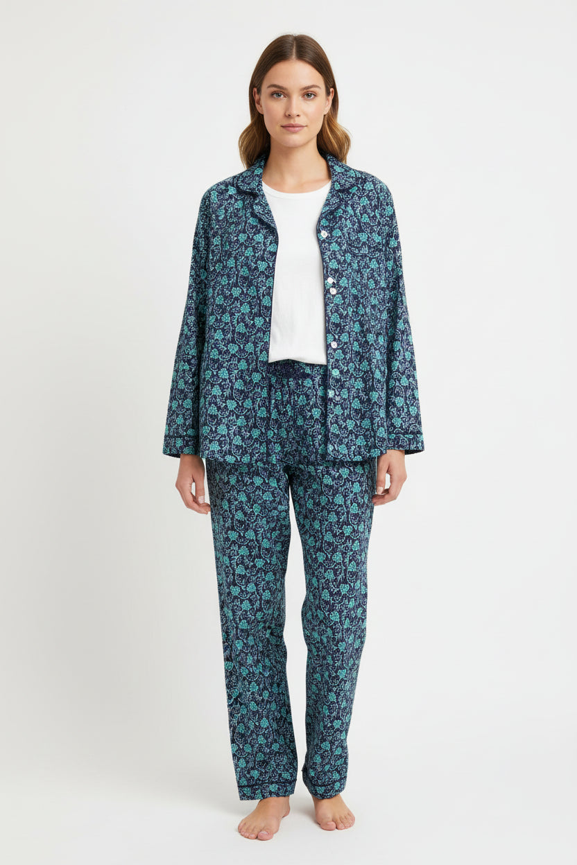2 Piece Button Front Cotton Print Pyjamas - Suttles & Seawinds