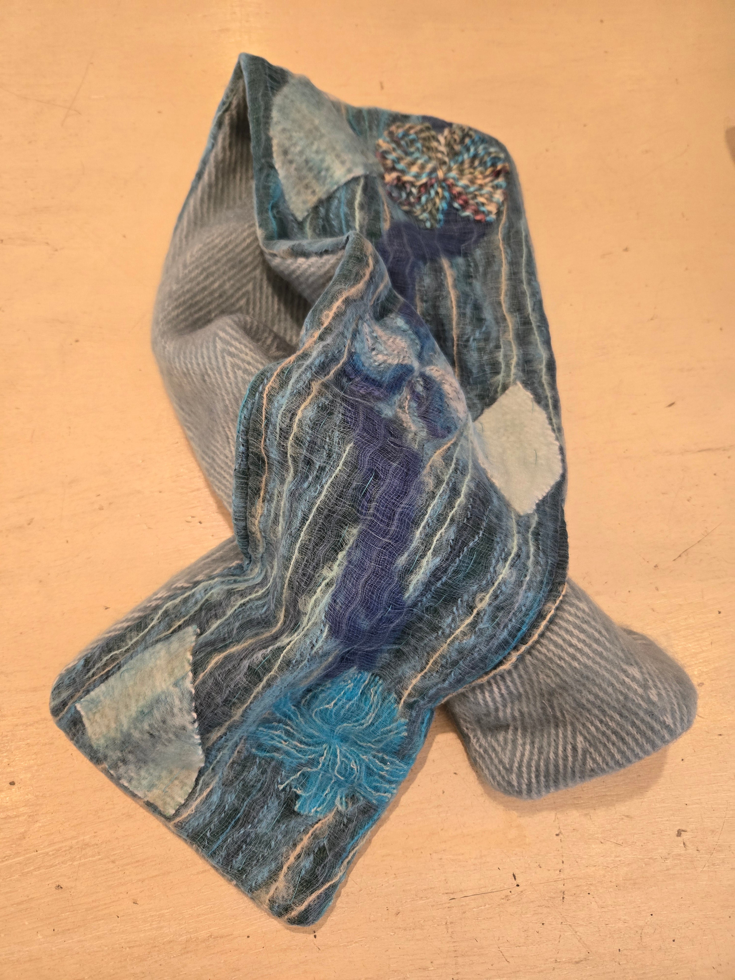 TRESART - SILK  EMBELLISHED AND EMBROIDERED MUFFLER SCARVES