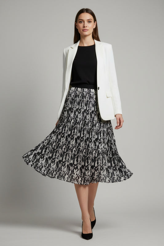 Animal Print Silk Pleated Midi Skirt - Suttles & Seawinds