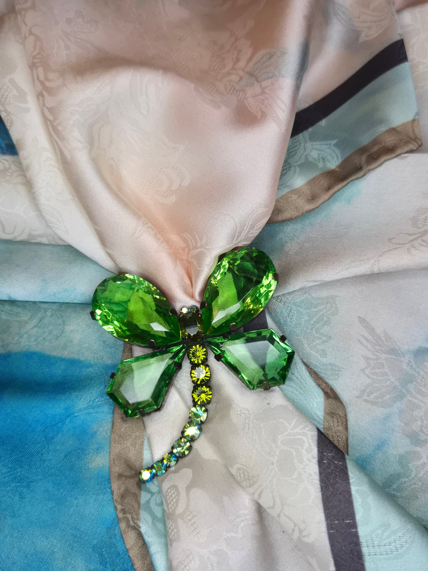 Green Crystal Dragonfly Brooch