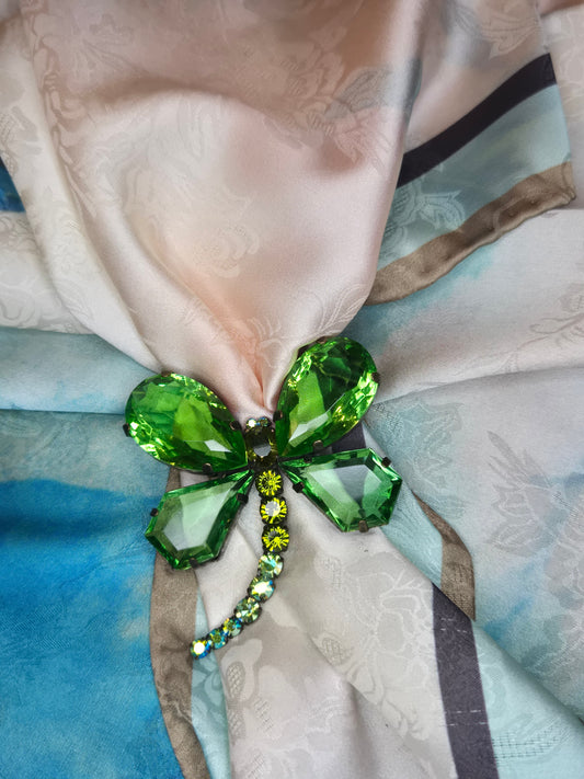 Green Crystal Dragonfly Brooch