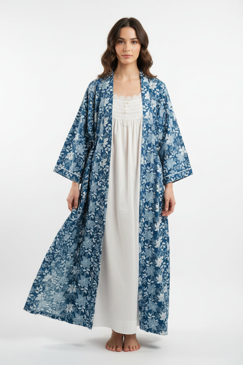 Long Length Cotton Print Robe - Suttles & Seawinds